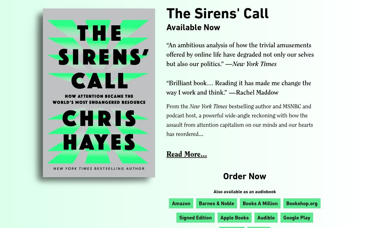 Homepage screenshot of sirenscallbook.com