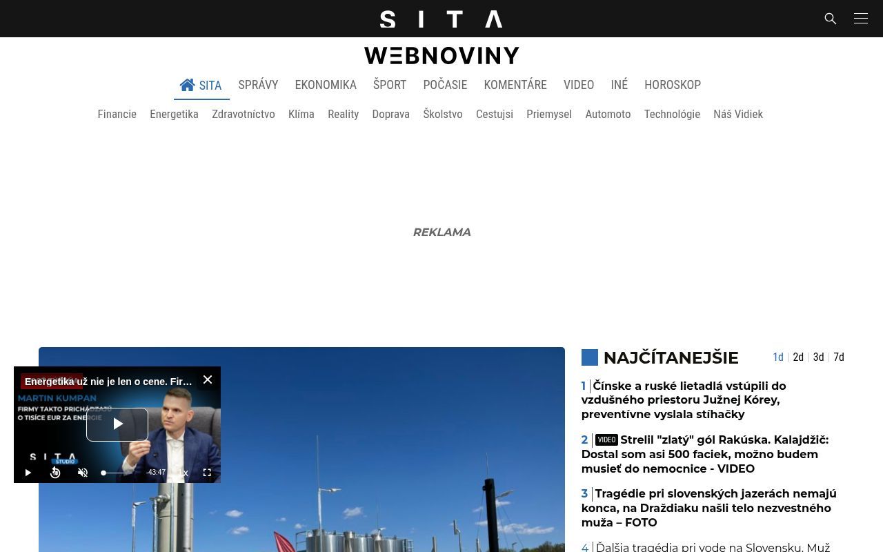 Homepage screenshot of sita.sk