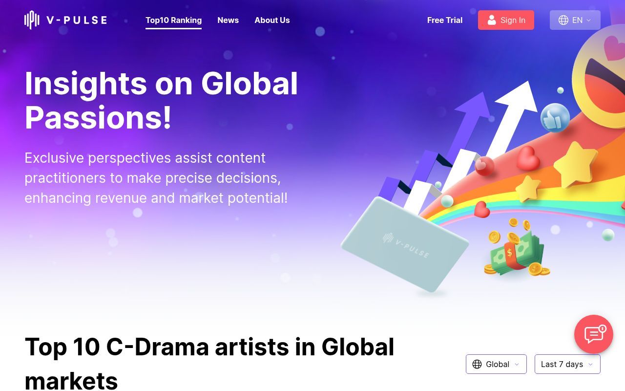 Homepage screenshot of site.v-pulse.com