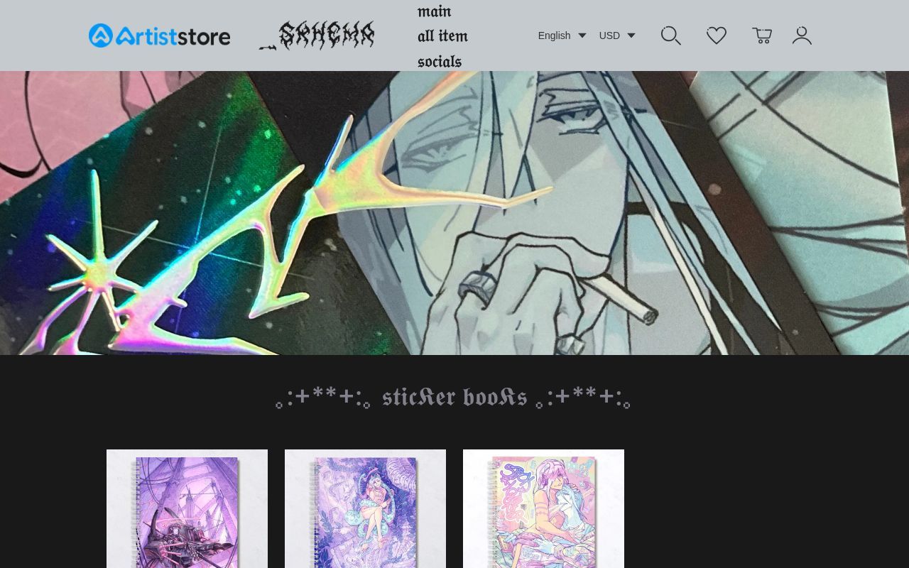 Homepage screenshot of skhema.artiststore.com
