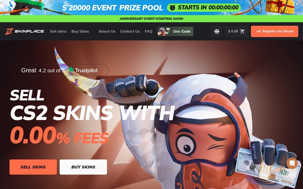 Homepage screenshot of skin.place