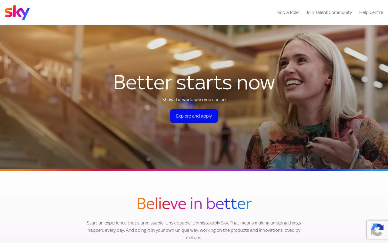 Homepage screenshot of sky.talent-community.com