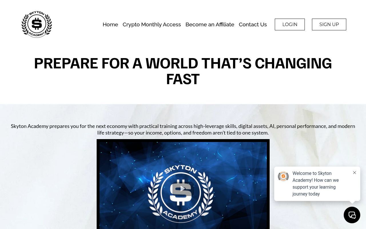 Homepage screenshot of skytonacademy.com