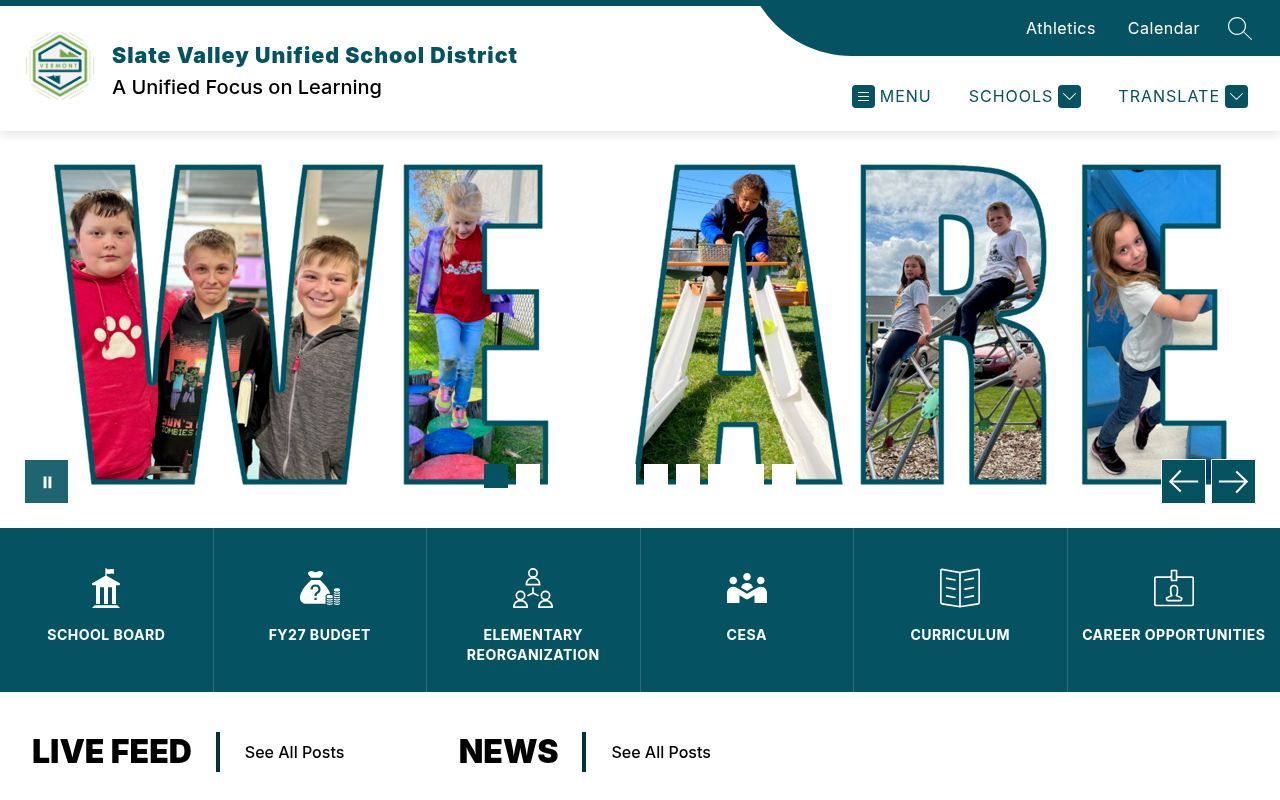 Homepage screenshot of slatevalleyunified.org