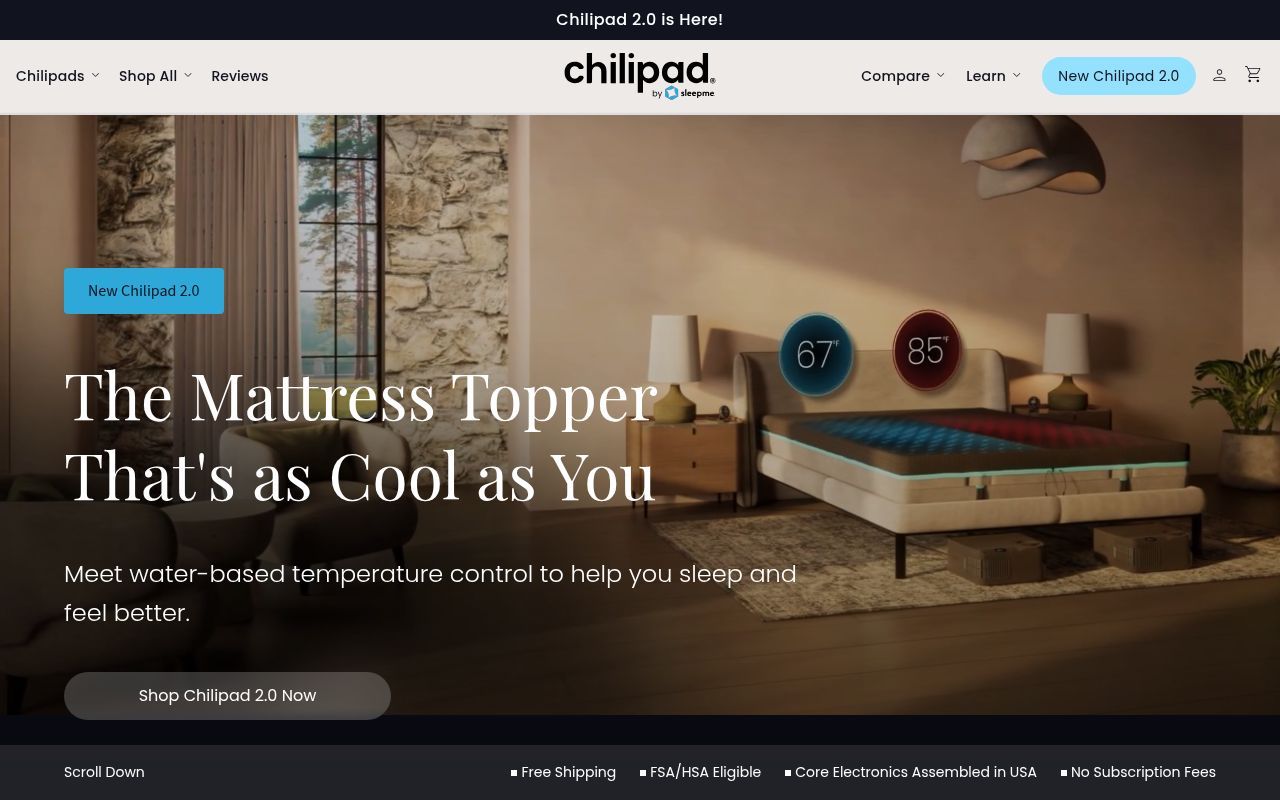 Homepage screenshot of sleep.me
