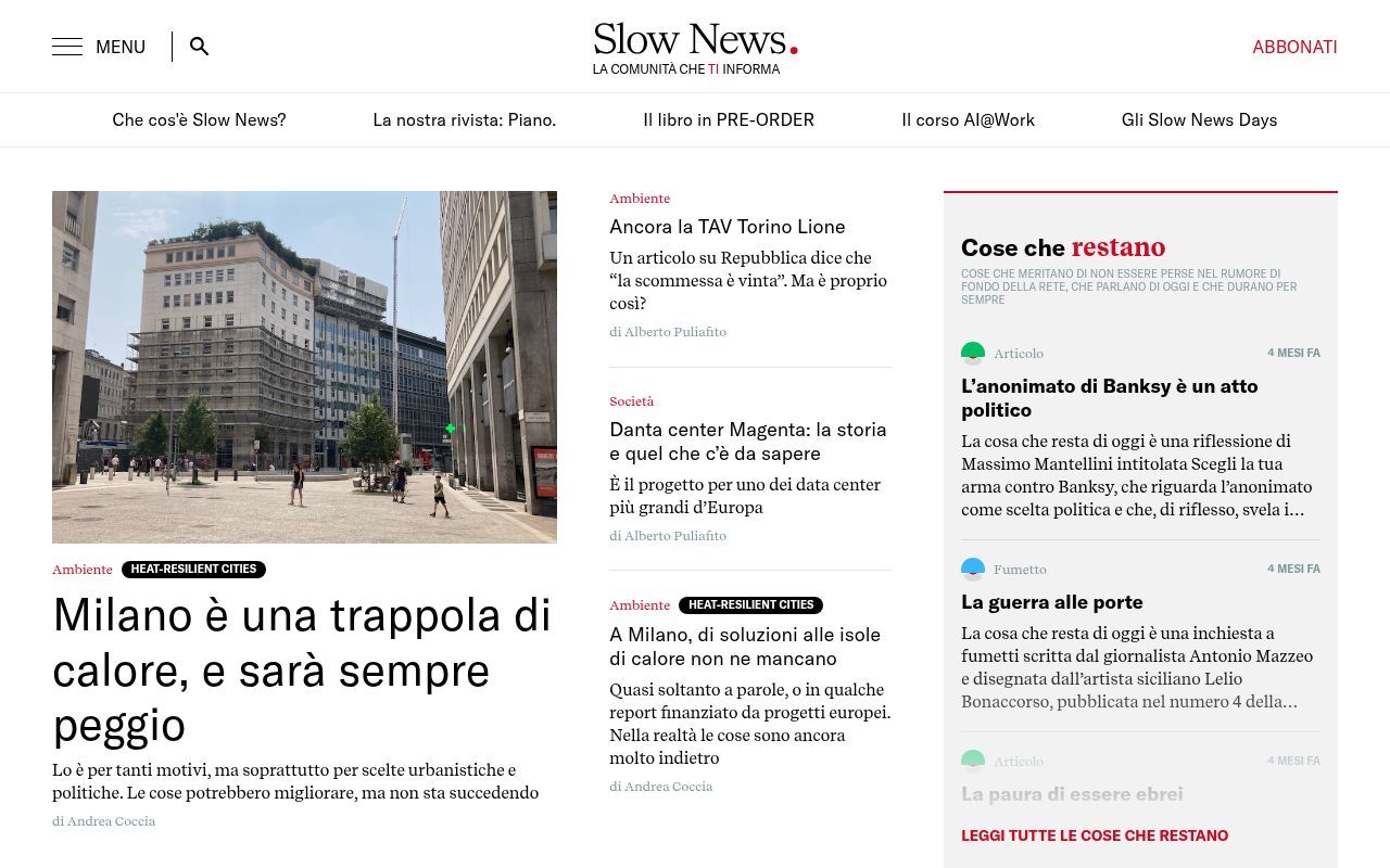 Homepage screenshot of slow-news.com