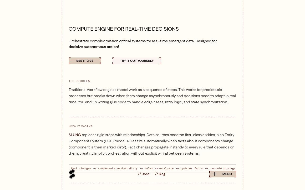 Homepage screenshot of slung.tech