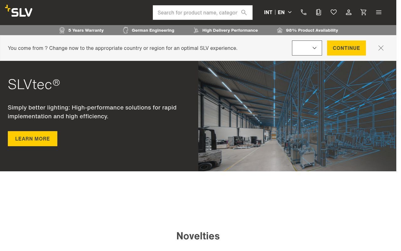 Homepage screenshot of slv.com
