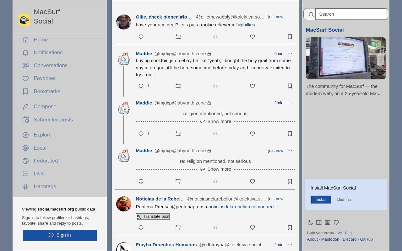 Homepage screenshot of social.macsurf.org