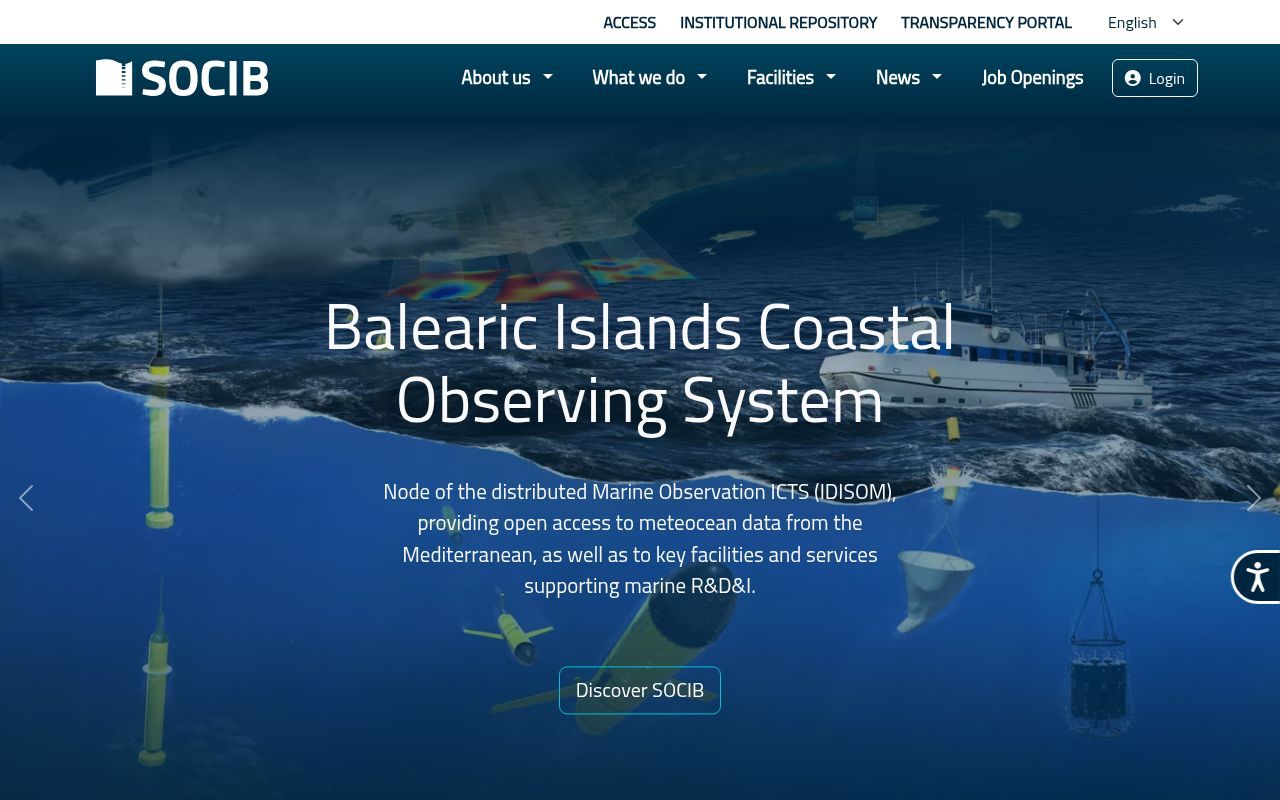 Homepage screenshot of socib.es