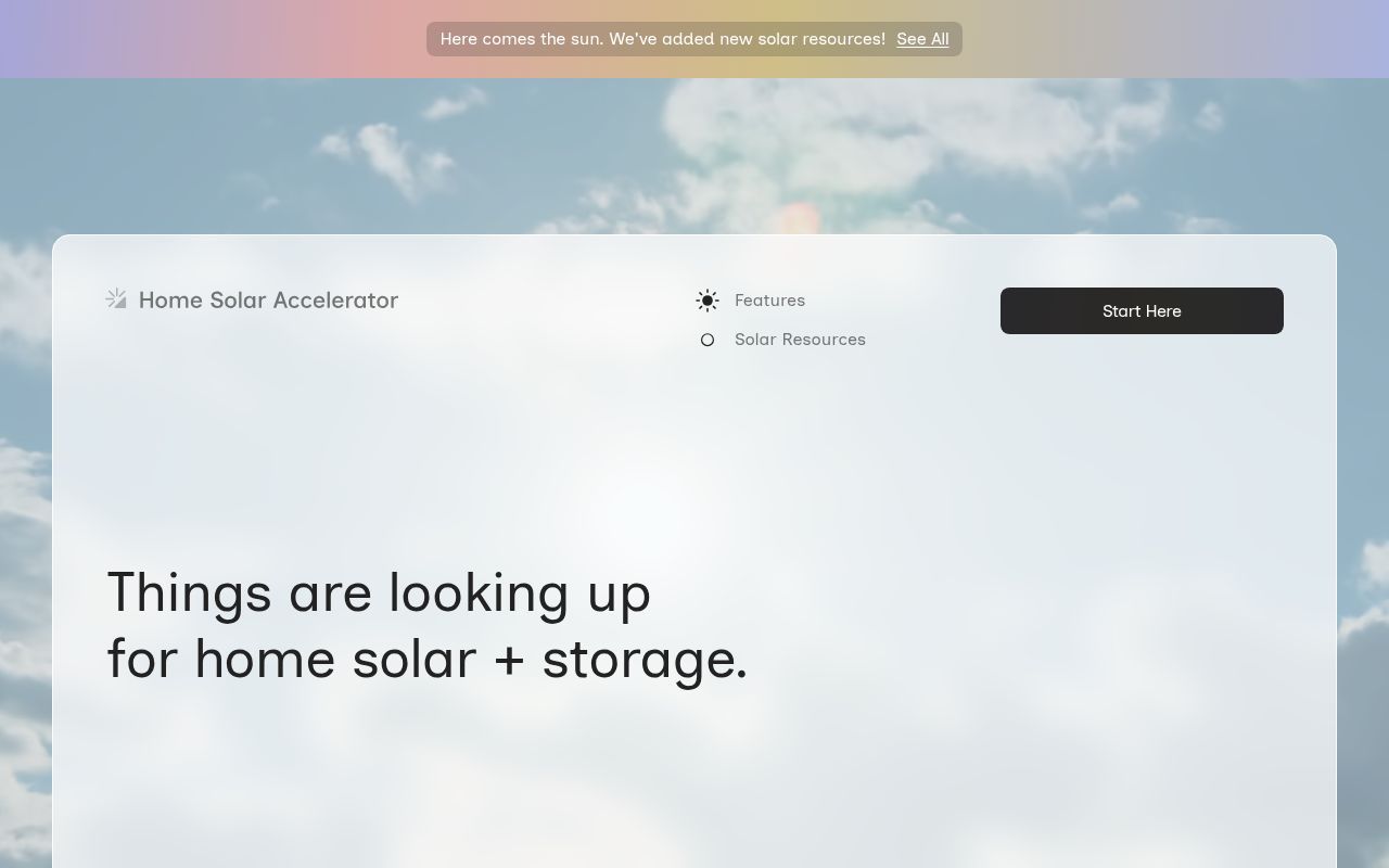 Homepage screenshot of solaraccelerator.ca