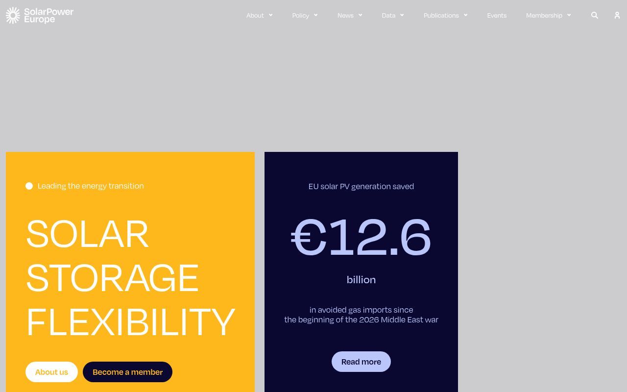 Homepage screenshot of solarpowereurope.org