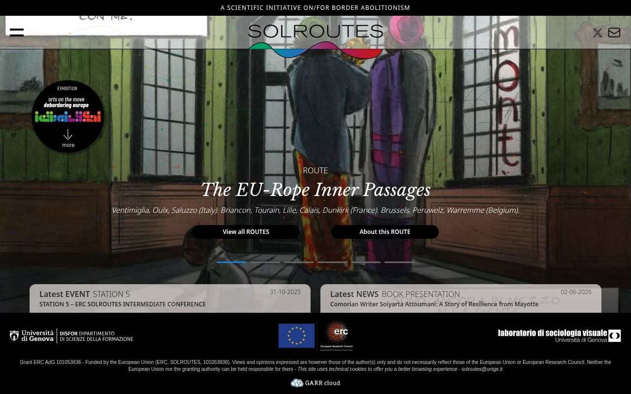 Homepage screenshot of solroutes.eu