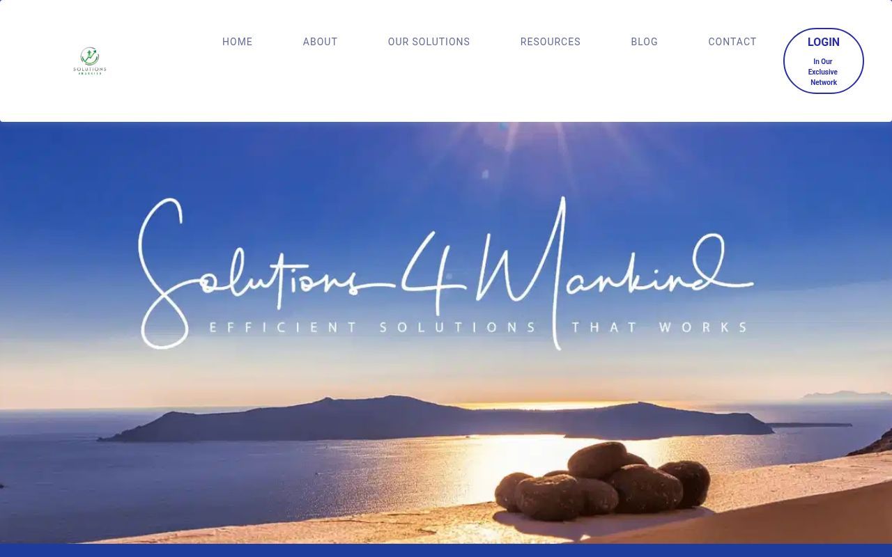 Homepage screenshot of solutions4mankind.net