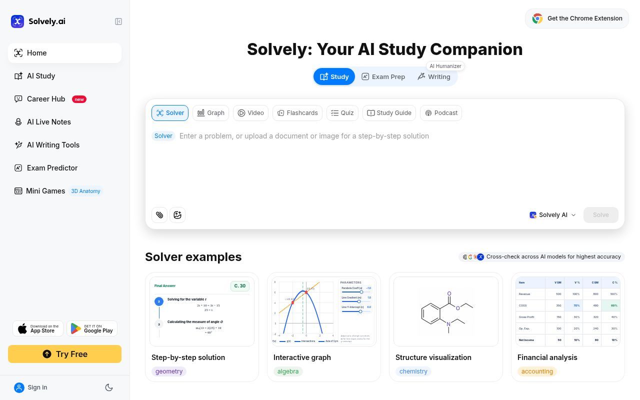Homepage screenshot of solvely.ai