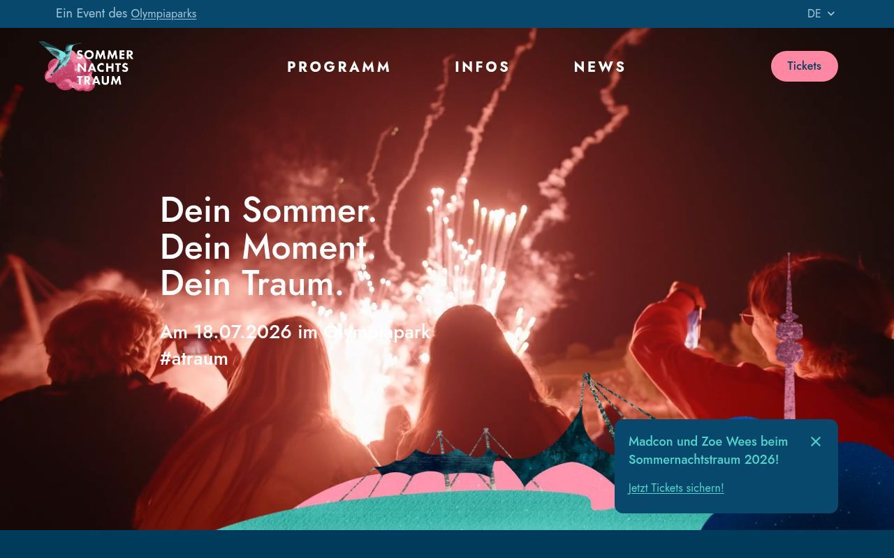 Homepage screenshot of sommernachtstraum-muenchen.de