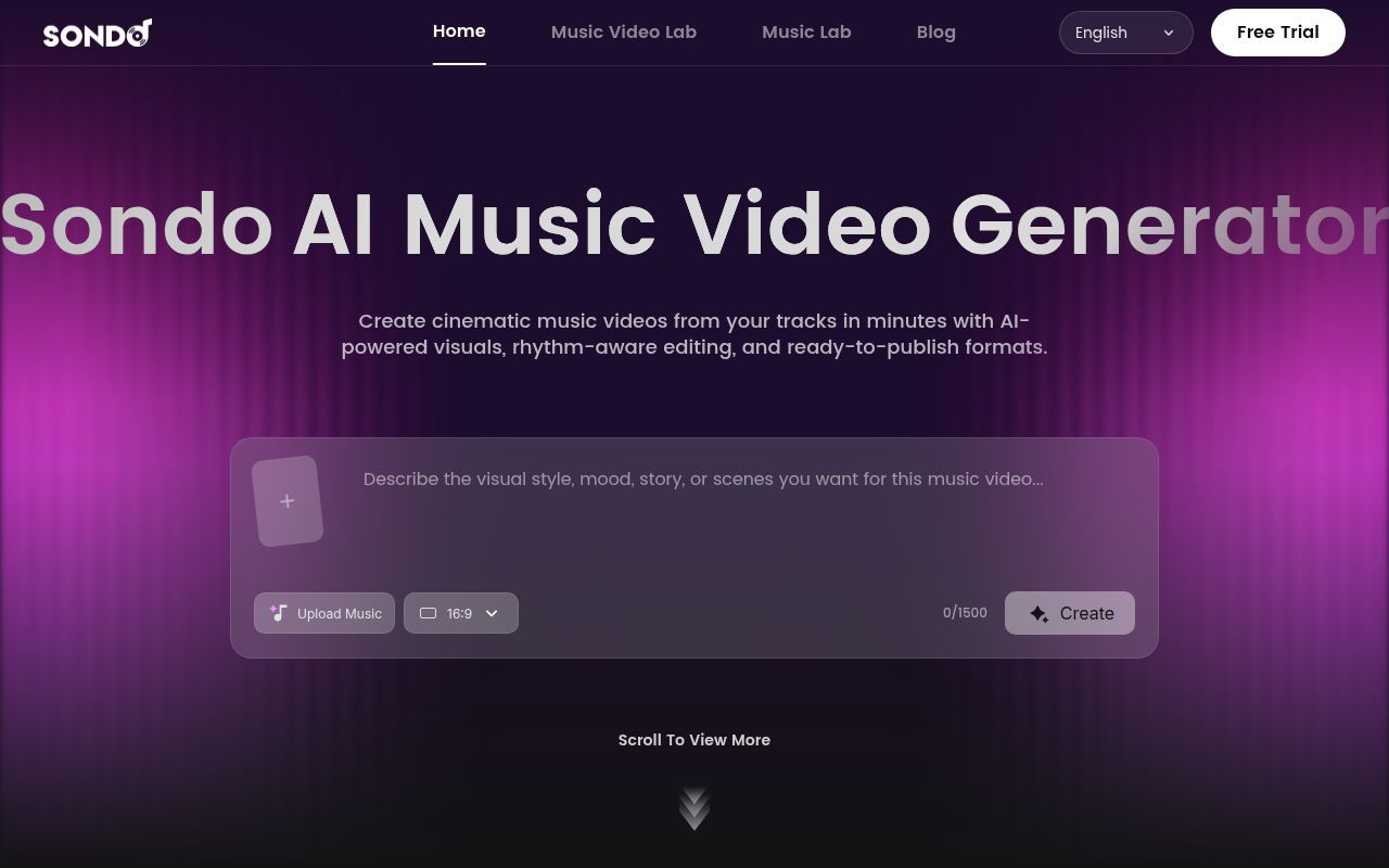 Homepage screenshot of sondo.ai