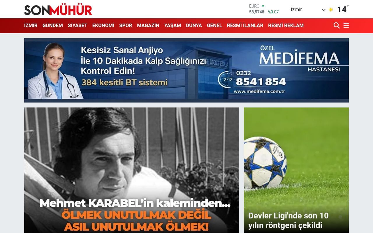 Homepage screenshot of sonmuhur.com