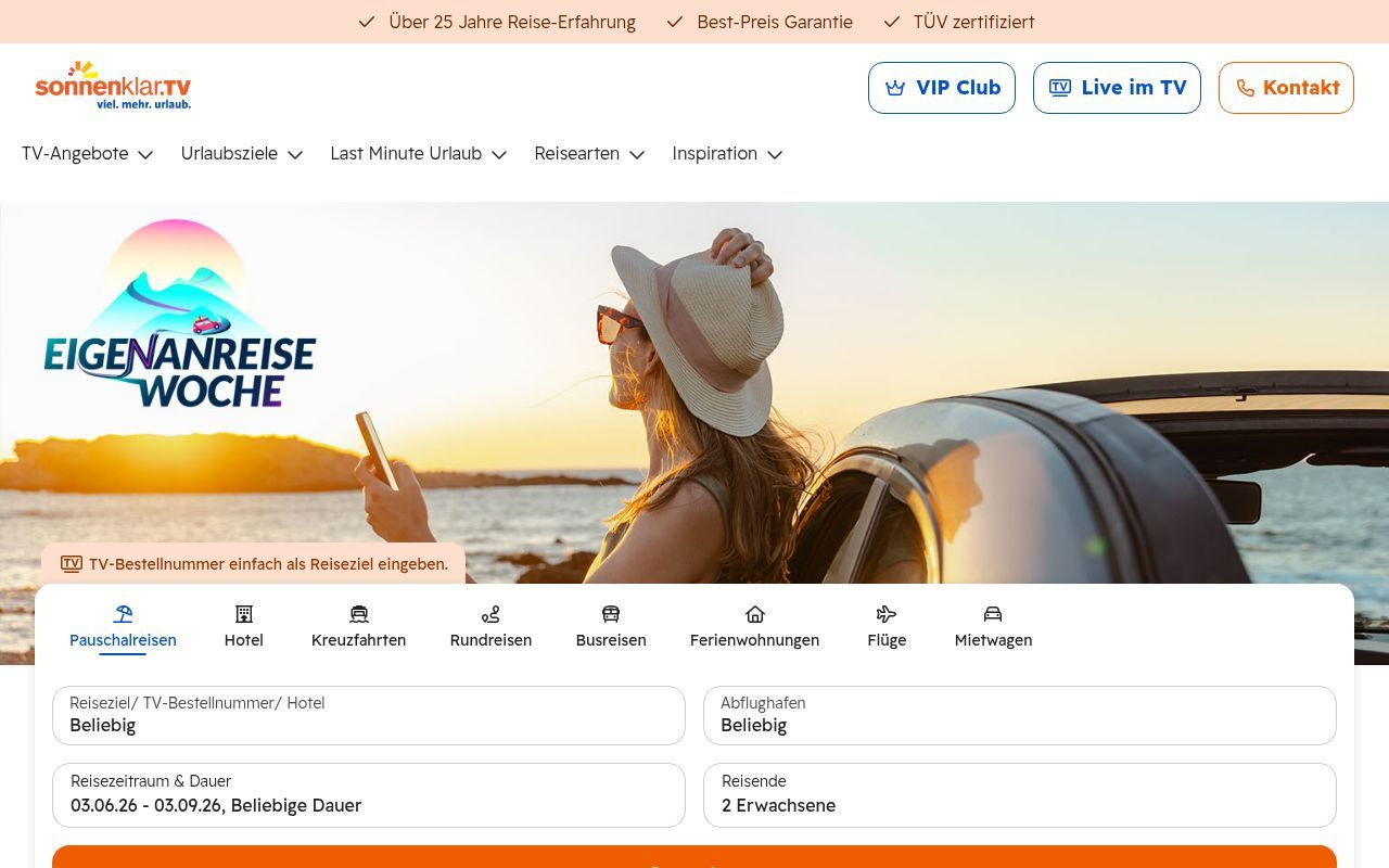Homepage screenshot of sonnenklar.tv