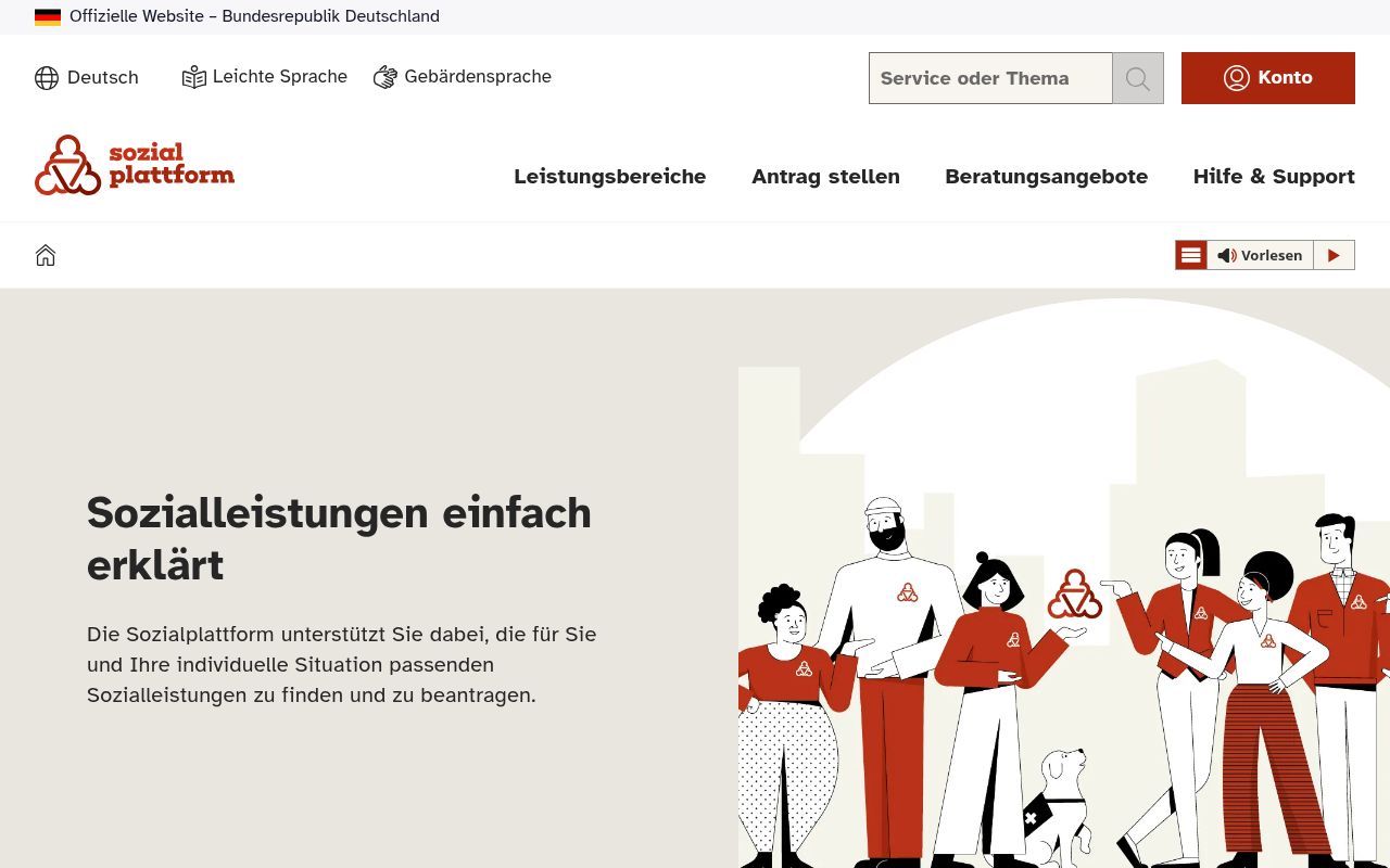 Homepage screenshot of sozialplattform.de