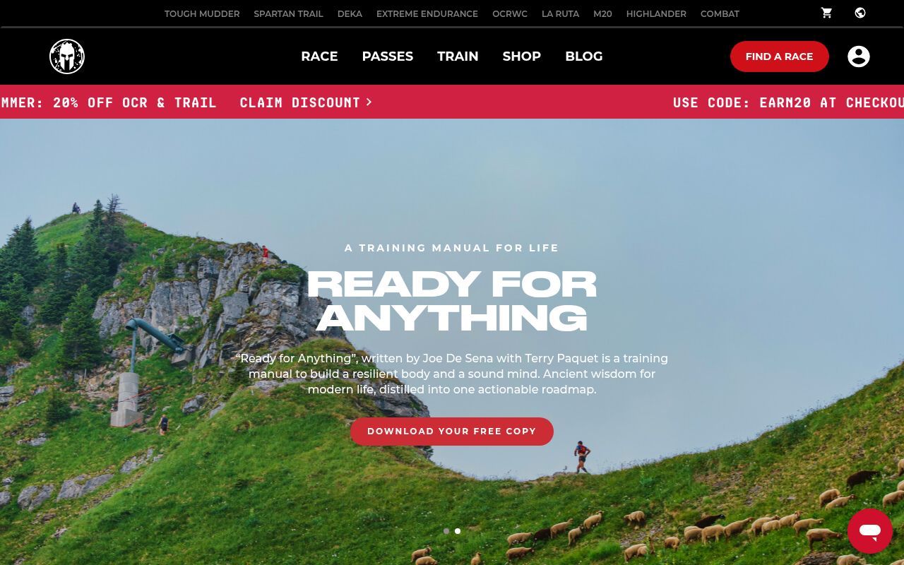 Homepage screenshot of spartan.com