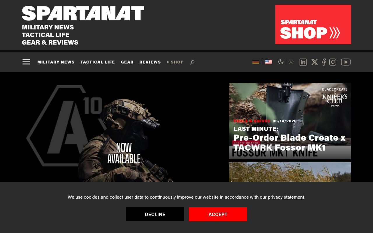 Homepage screenshot of spartanat.com