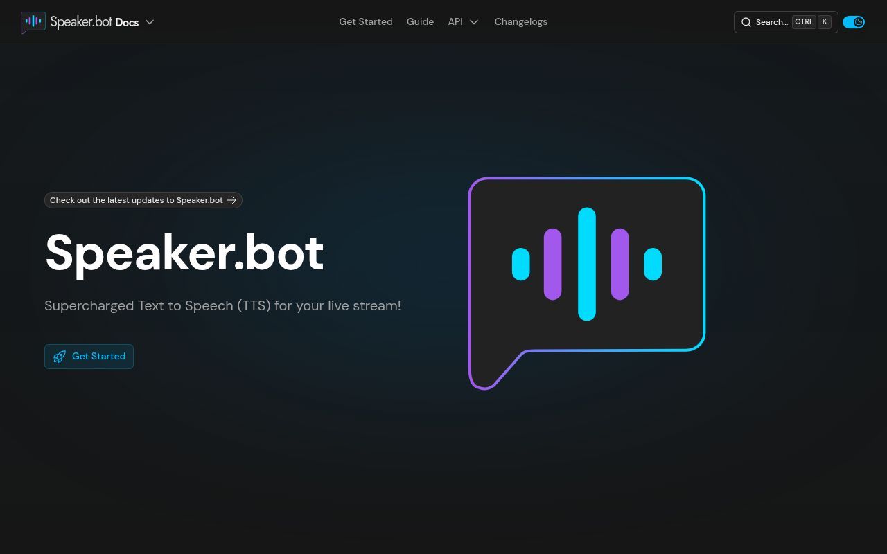 Homepage screenshot of speaker.bot