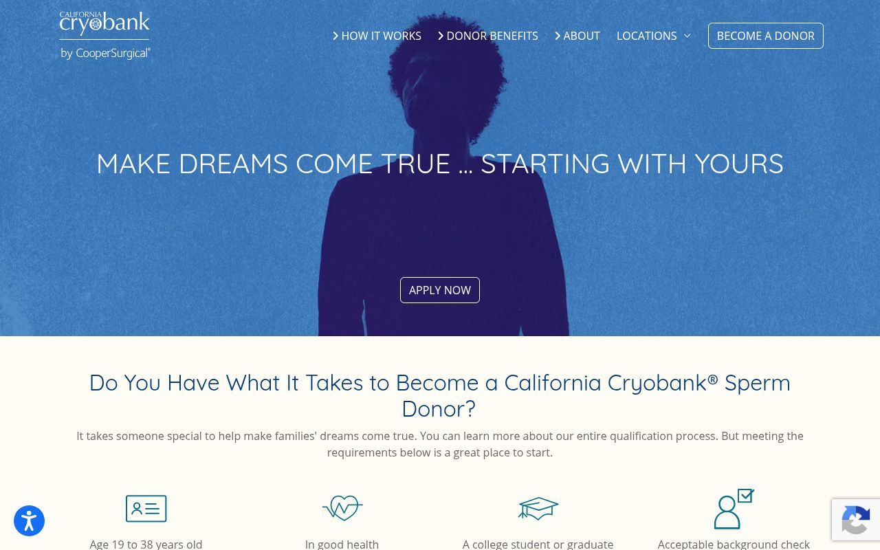 Homepage screenshot of spermbank.com