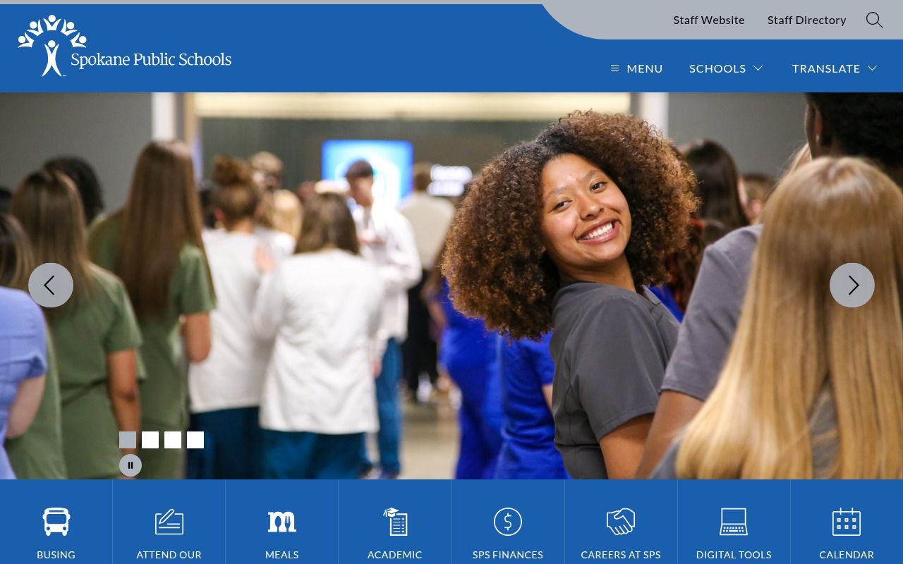 Homepage screenshot of spokaneschools.org