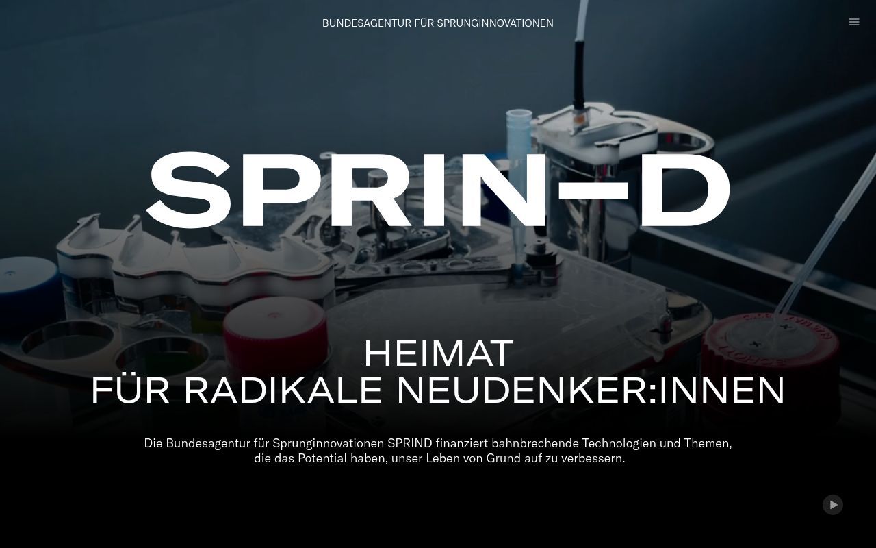 Homepage screenshot of sprind.org