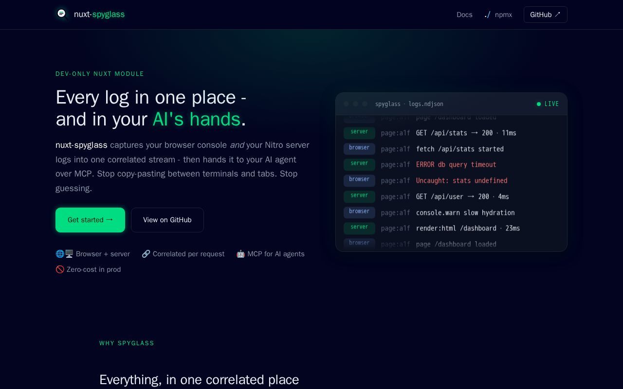 Homepage screenshot of spyglass.fh-softdev.de