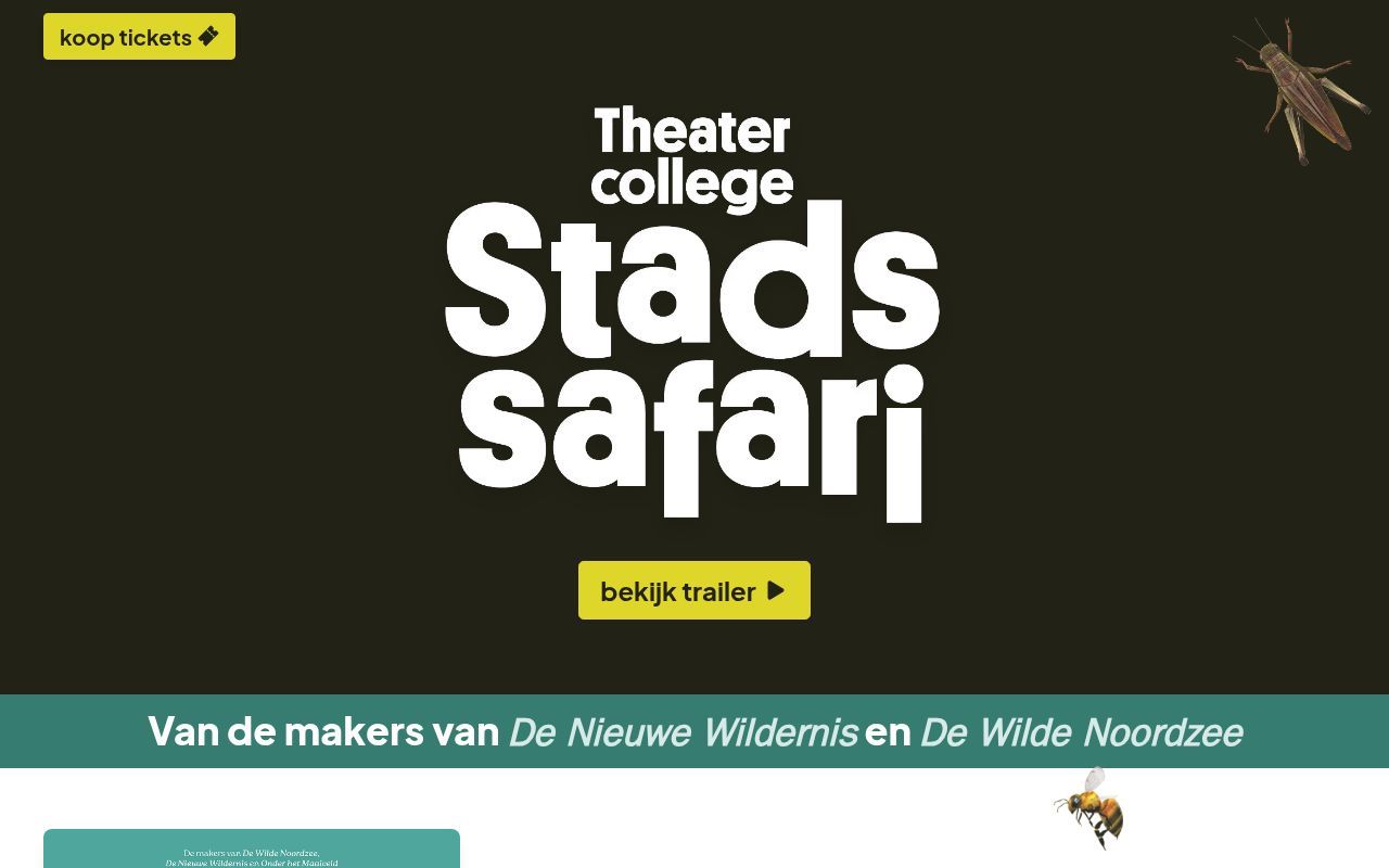 Homepage screenshot of stadssafaritheater.nl