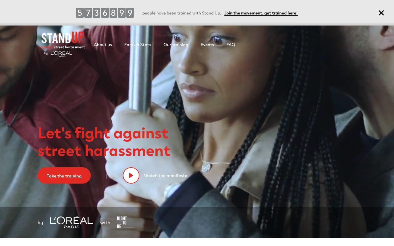 Homepage screenshot of standup-international.com