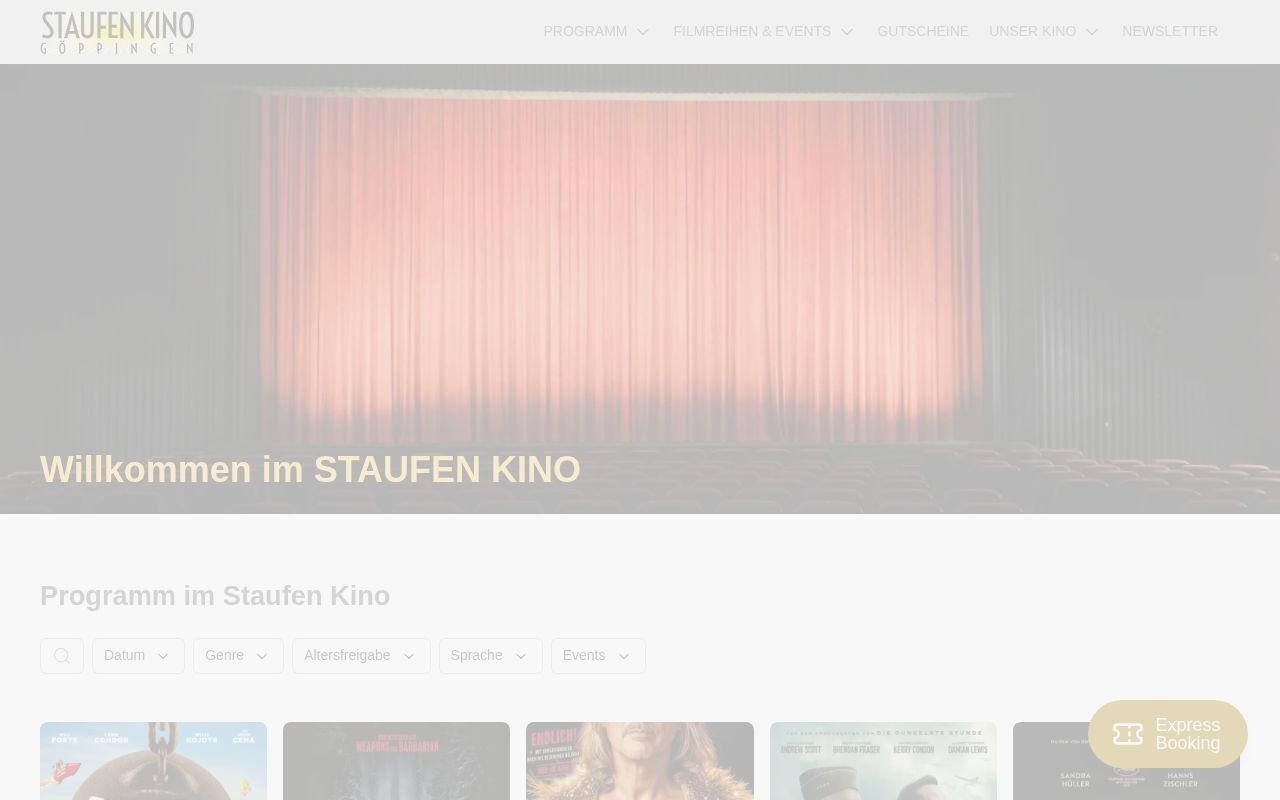 Homepage screenshot of staufenkino.de