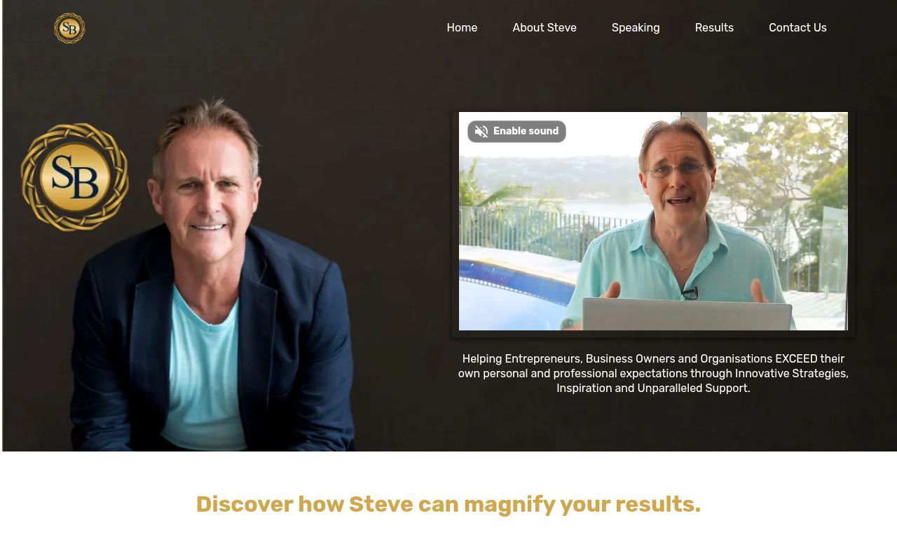 Homepage screenshot of stevebrossman.com