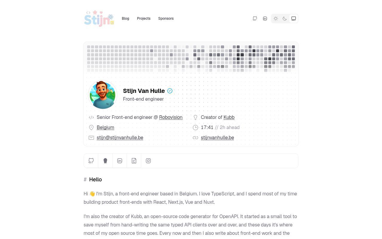 Homepage screenshot of stijnvanhulle.be