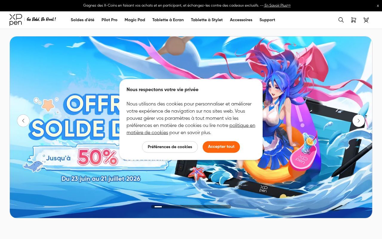 Homepage screenshot of storexppen.fr
