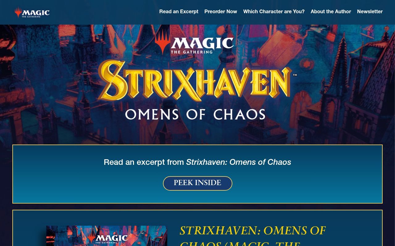 Homepage screenshot of strixhaven-omens-of-chaos.com