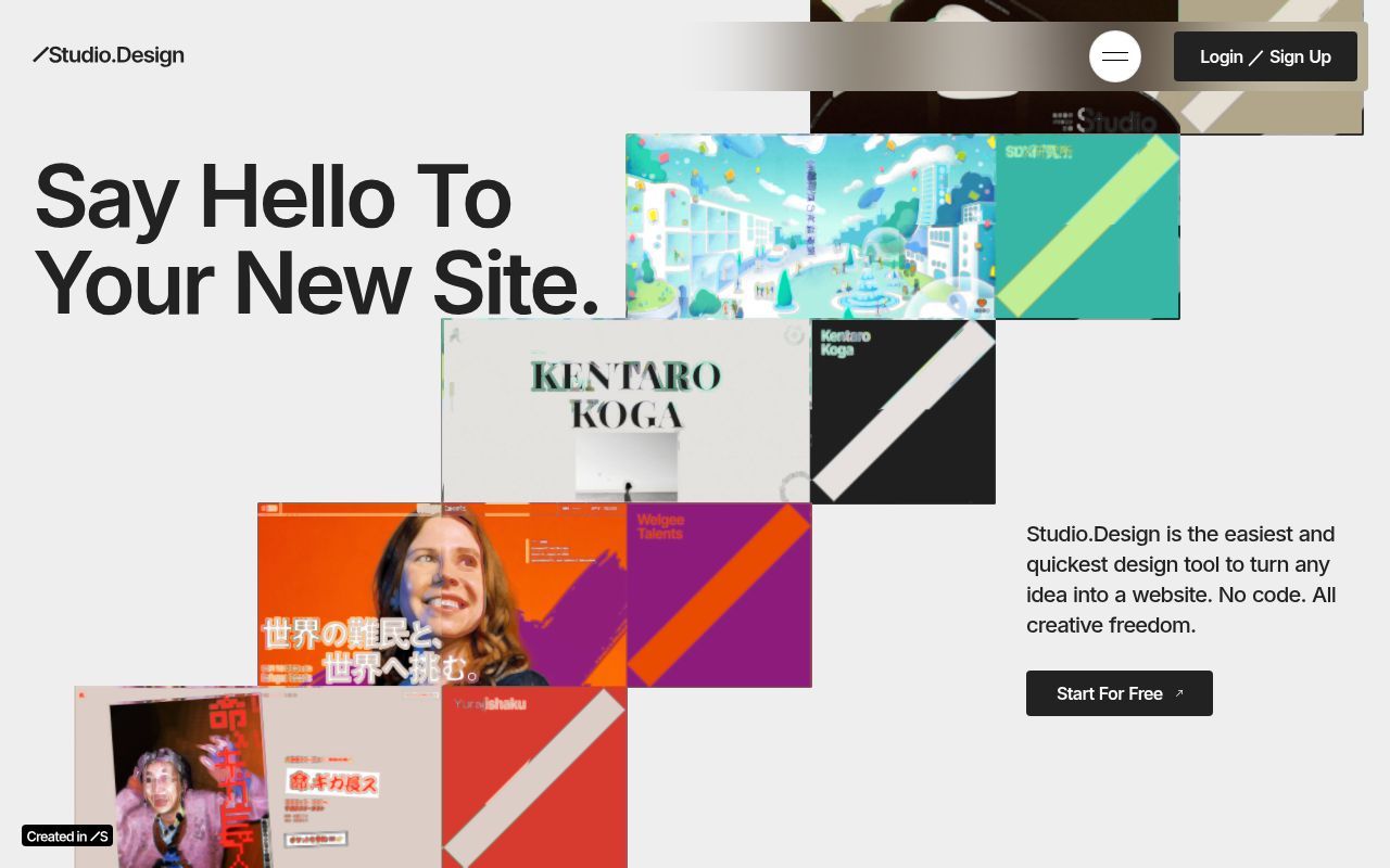 Homepage screenshot of studio.design