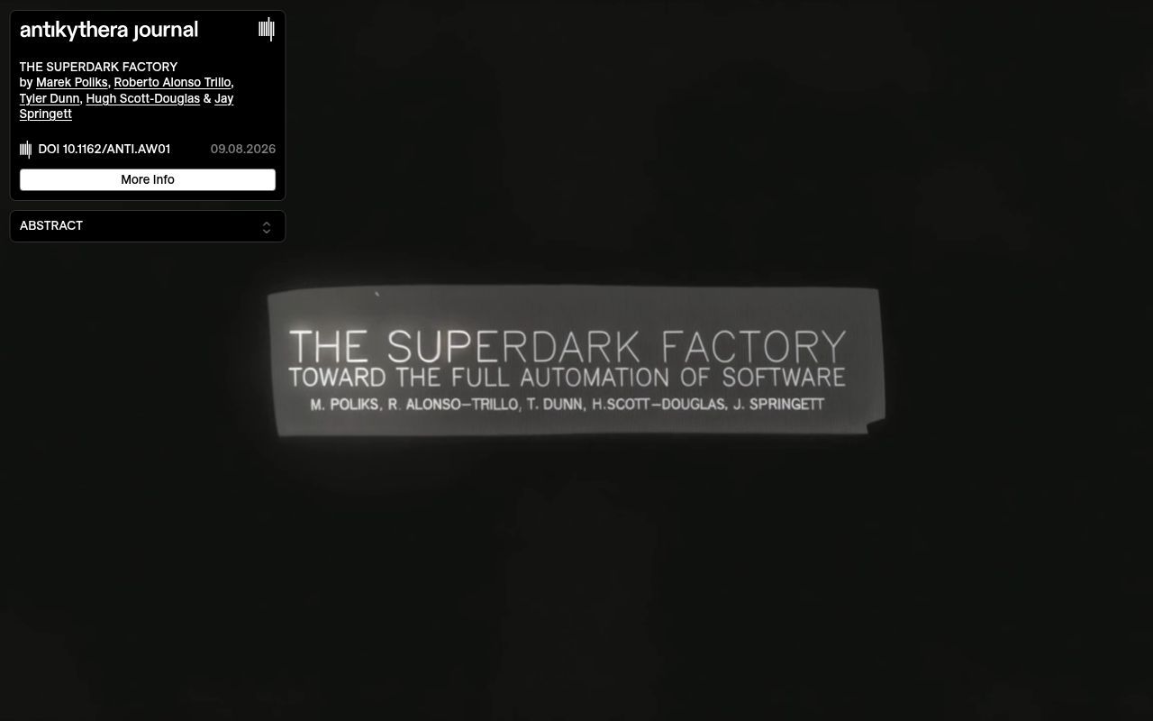 Homepage screenshot of superdark.antikythera.org