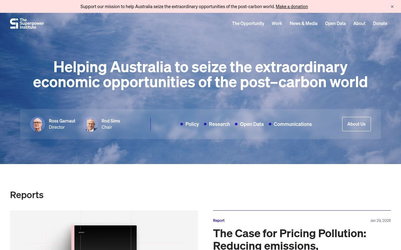 Homepage screenshot of superpowerinstitute.com.au