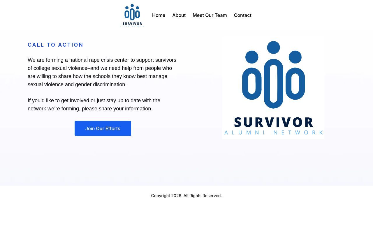 Homepage screenshot of survivoralumninetwork.org