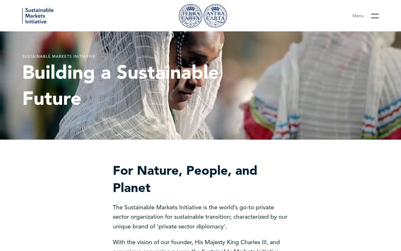 Homepage screenshot of sustainable-markets.org