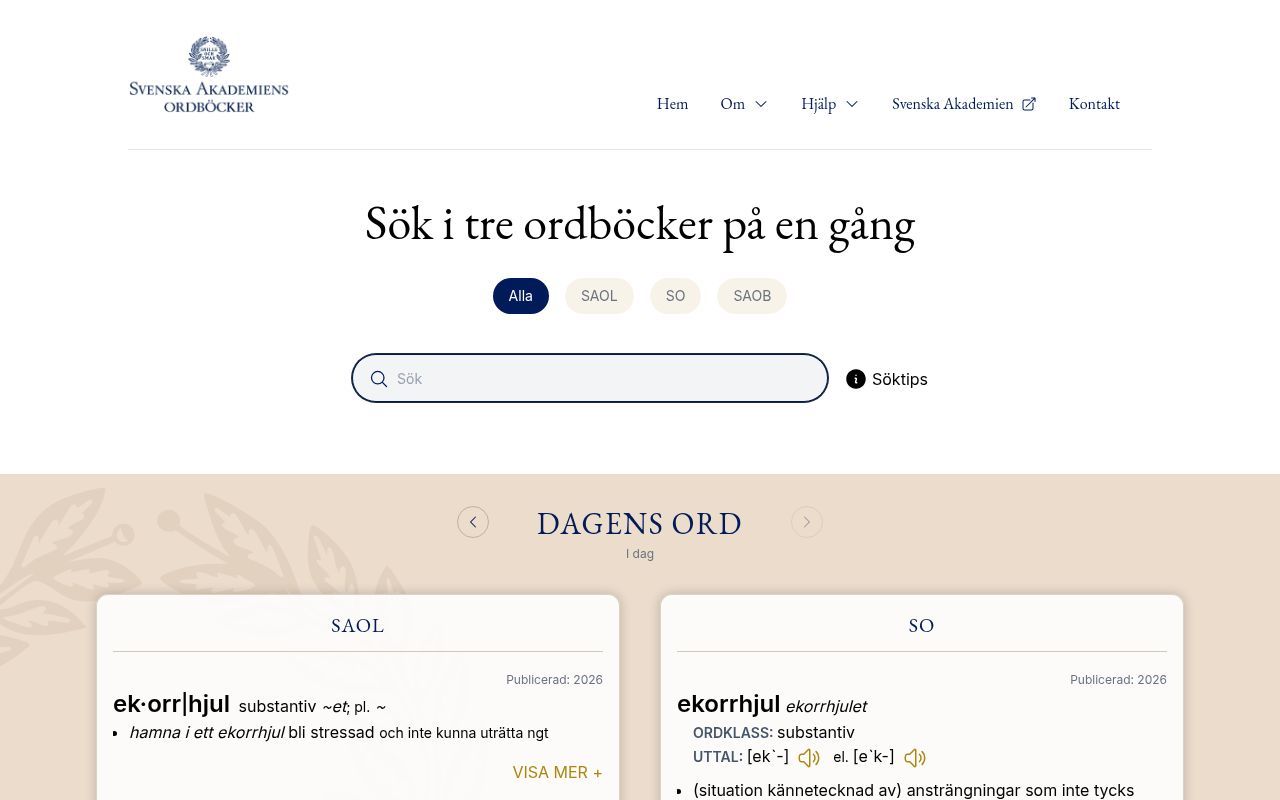 Homepage screenshot of svenska.se