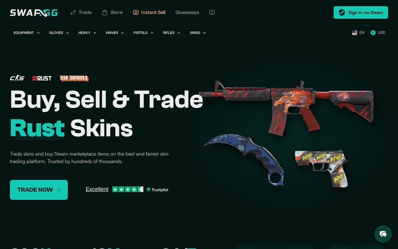Homepage screenshot of swap.gg