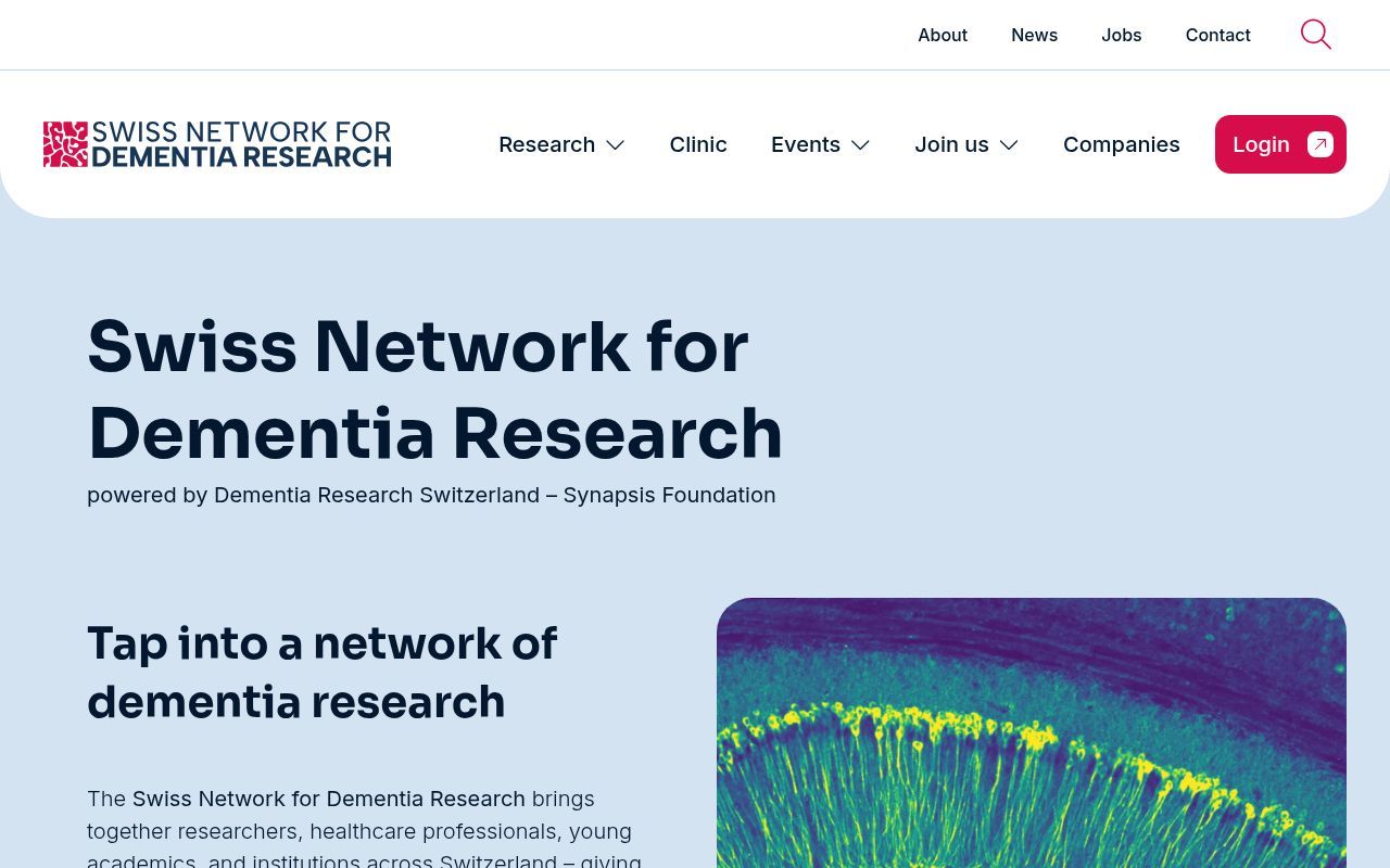 Homepage screenshot of swiss-dementia-network.ch