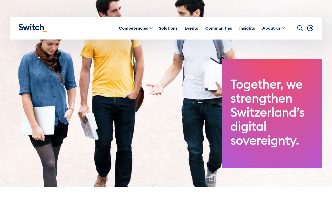 Homepage screenshot of switch.ch