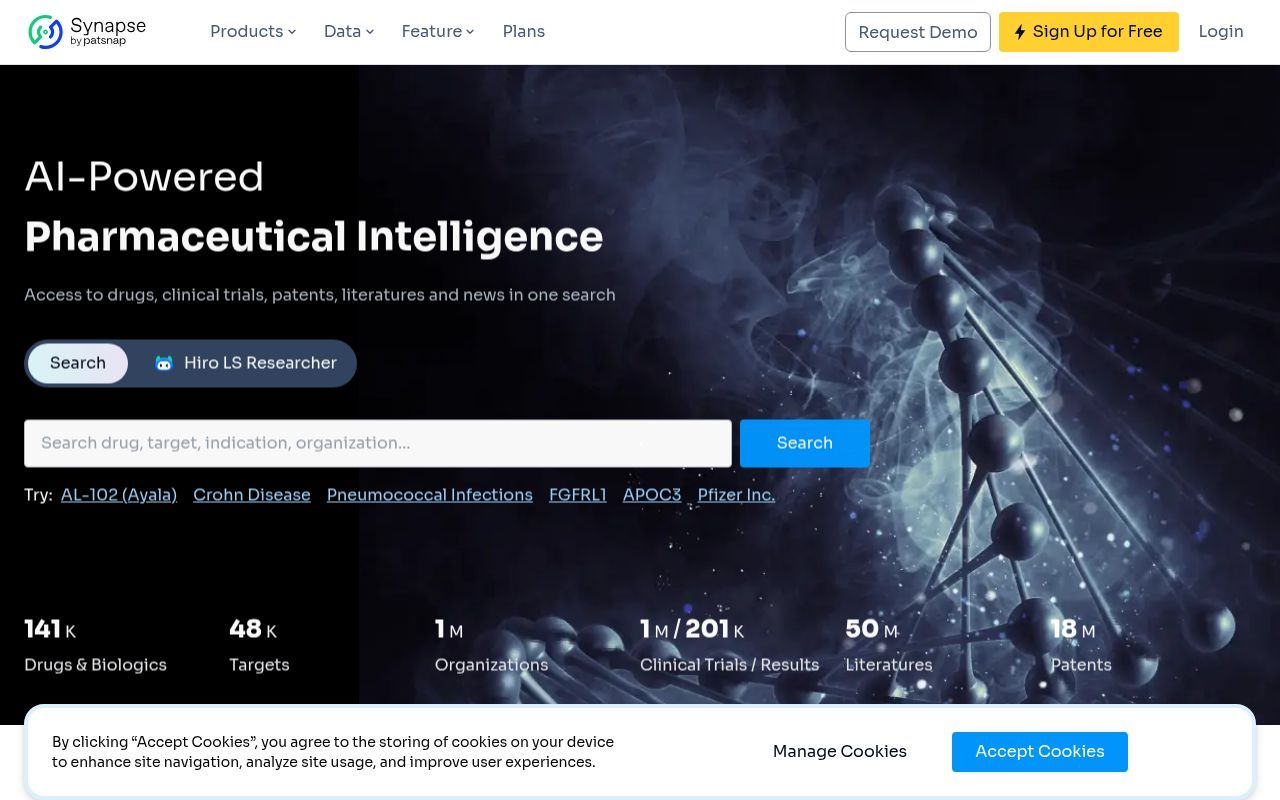 Homepage screenshot of synapse.patsnap.com