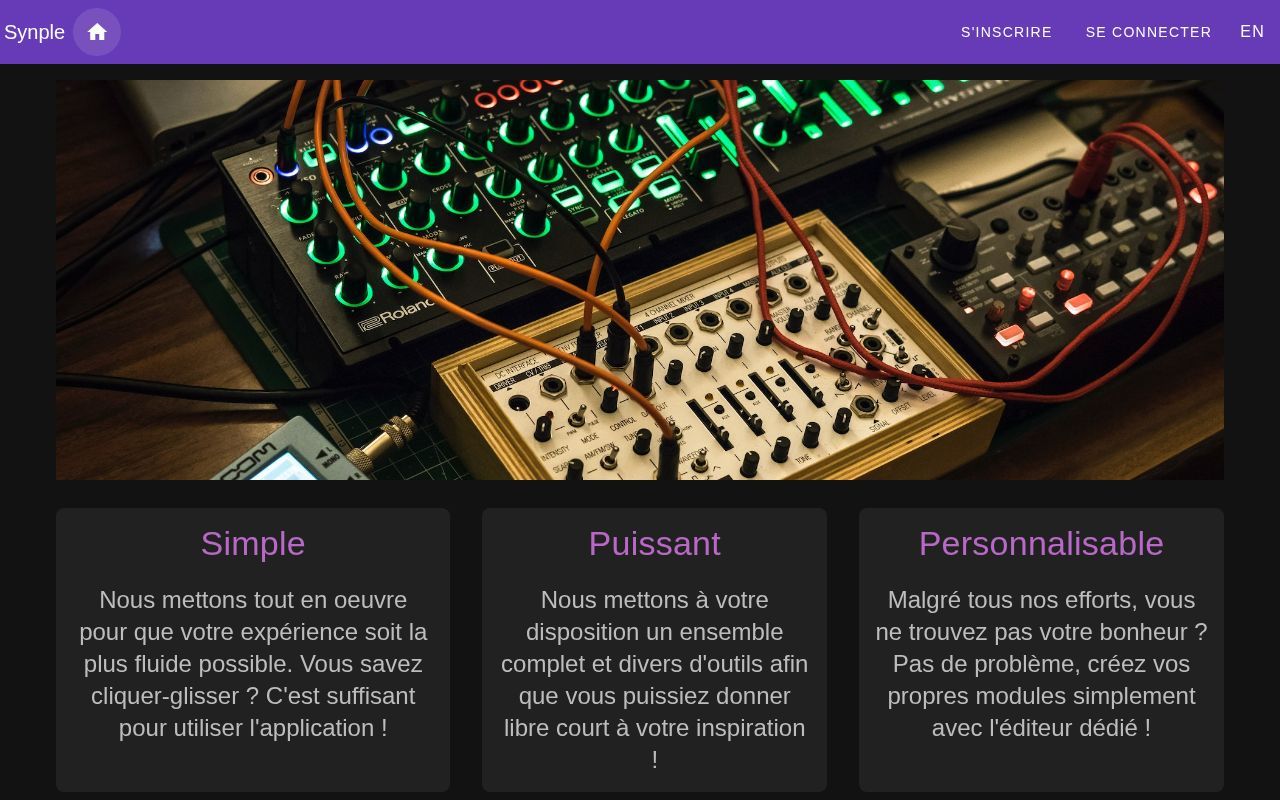 Homepage screenshot of synple.app
