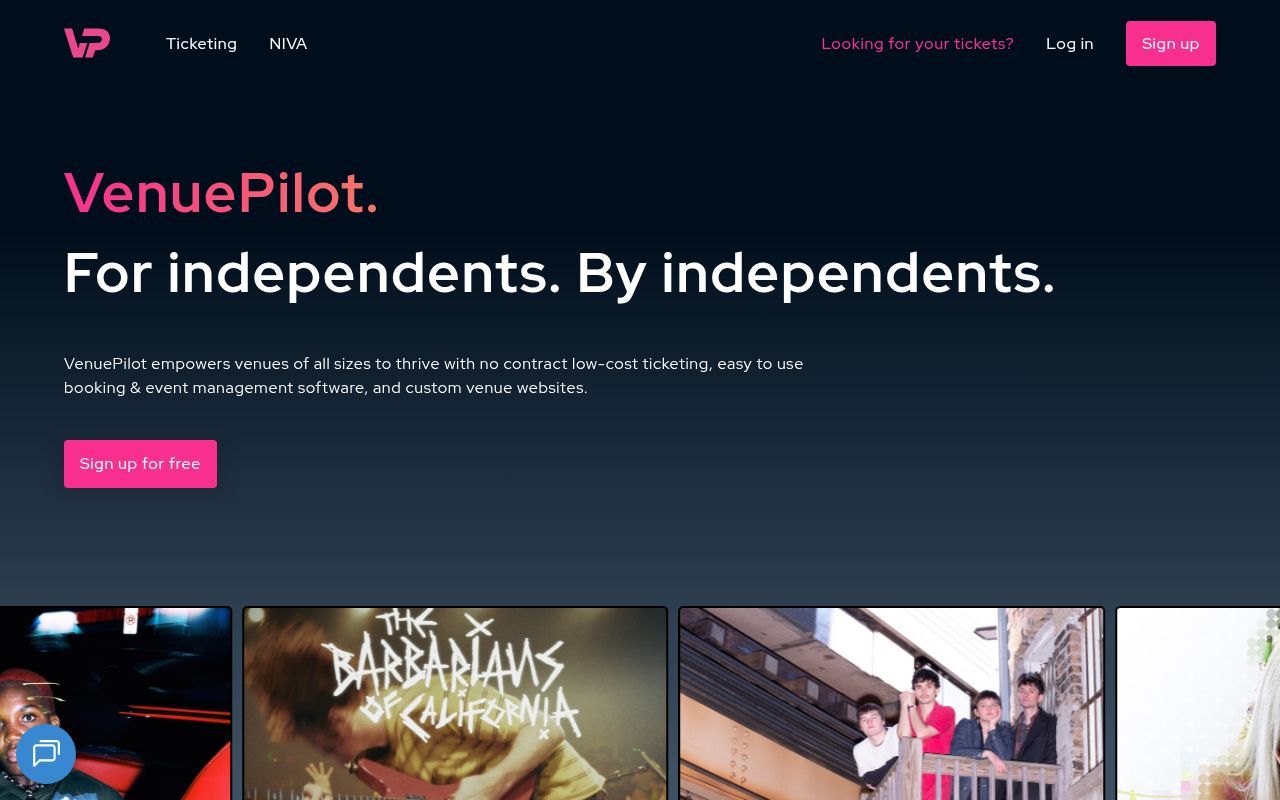 Homepage screenshot of t.venuepilot.com